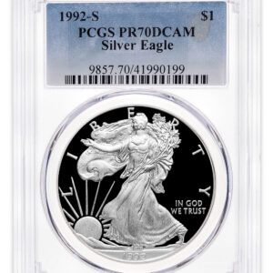 1992-S Proof Silver Eagle PCGS PR70