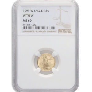 1999-W 1/10 oz Unfinished Proof Die Gold Eagle $5 NGC MS69