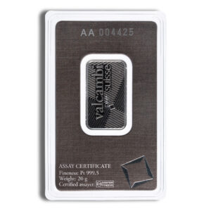 20 gram Platinum Bar - Valcambi (Carded)
