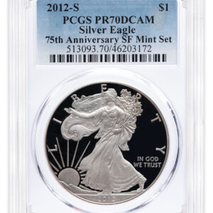 2012-S Proof Silver Eagle - 75th Anniv - PCGS PR70