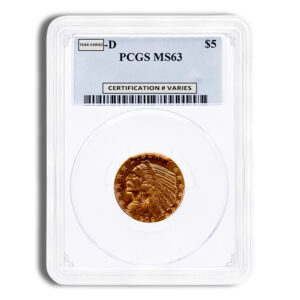 $5 Gold Indian Half Eagle - PCGS MS63